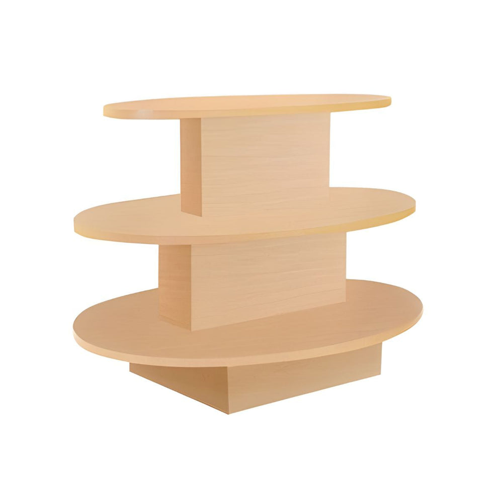 3-Tier Oval Display Table Maple