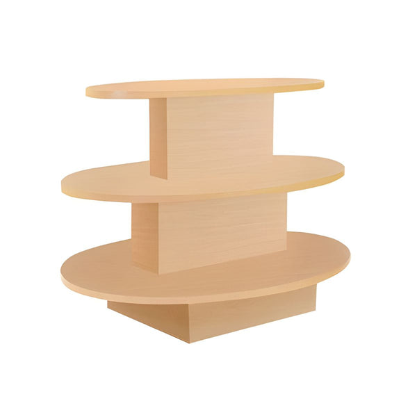 3-Tier Oval Display Table Maple