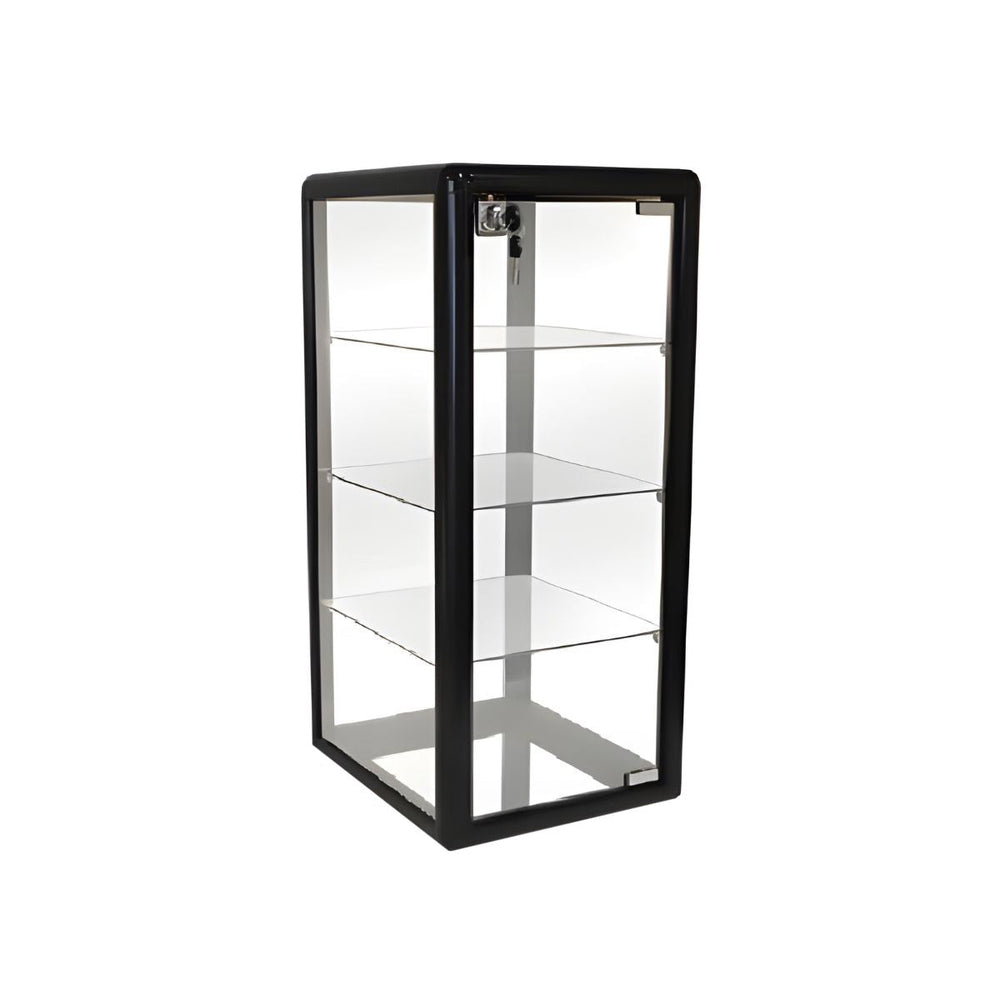 BLACK 3 SHELF ALUMINUM SHOWCASE