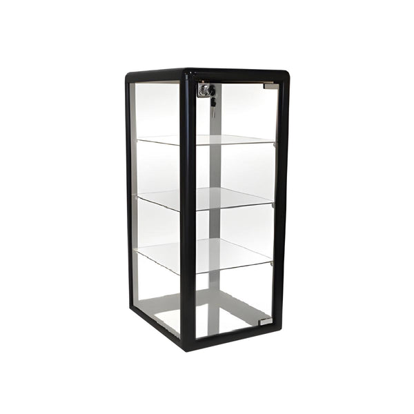 BLACK 3 SHELF ALUMINUM SHOWCASE