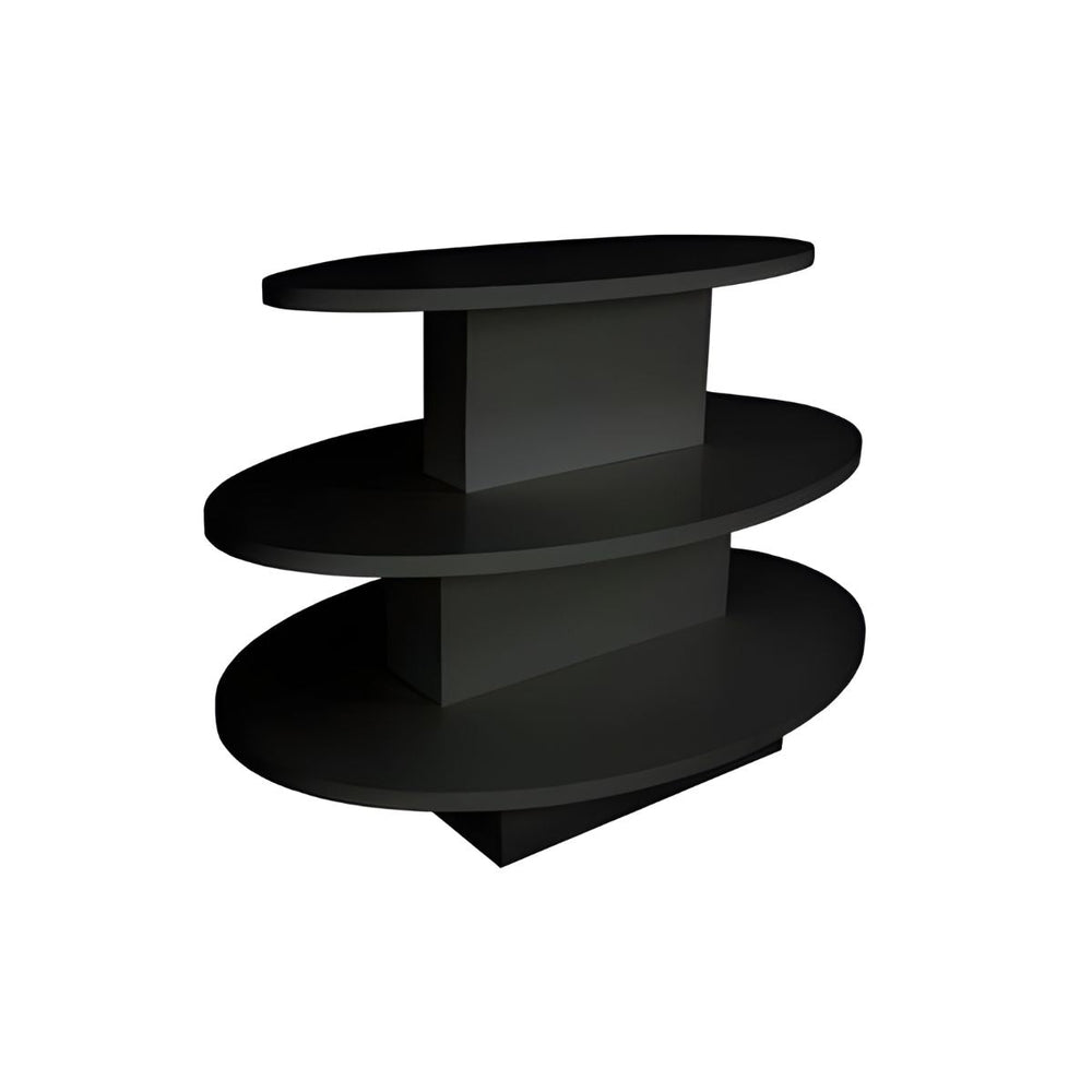 3-Tier Oval Display Table Black