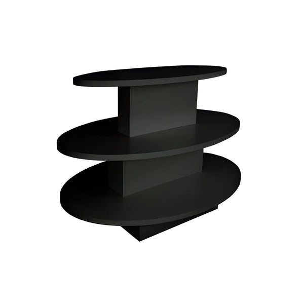3-Tier Oval Display Table Black