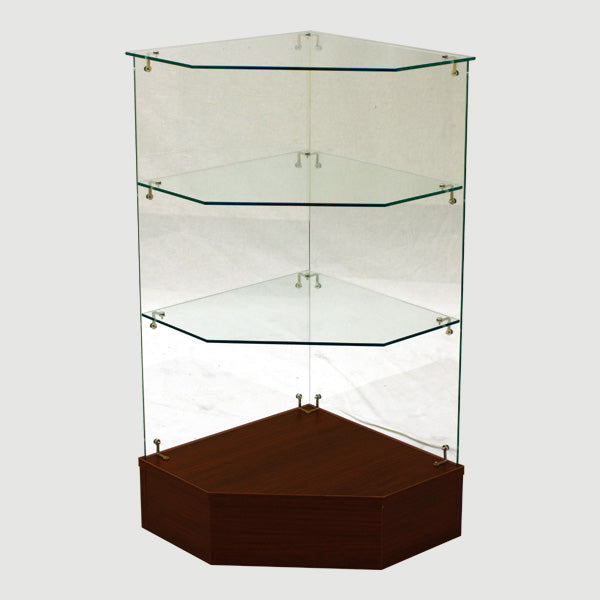 FULL VISION PENTAGON CORNER CASE WALNUT 18" Square x 38" H