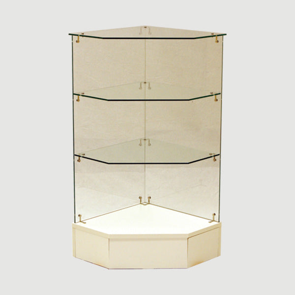FULL VISION PENTAGON CORNER CASE WHITE 18" Square x 38" H
