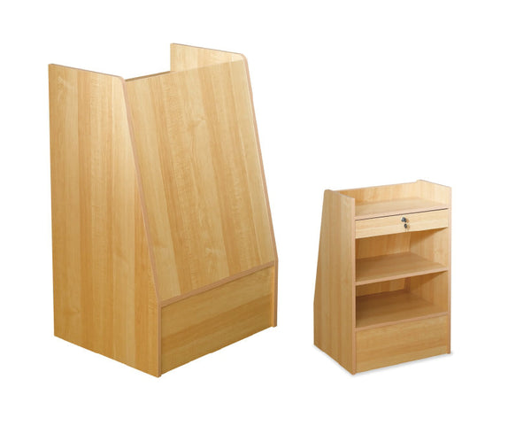 Trapezoid Cash Register Stand Maple 24" L X 13.5" Top X 20" Bottom X 38" H