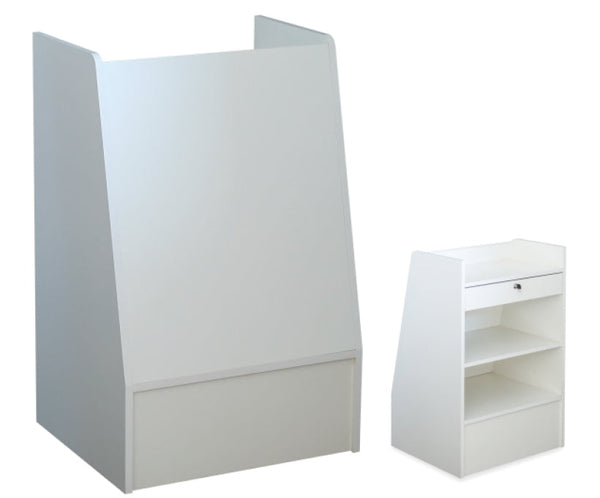 Trapezoid Cash Register Stand White 24" L X 13.5" Top X 20" Bottom X 38" H