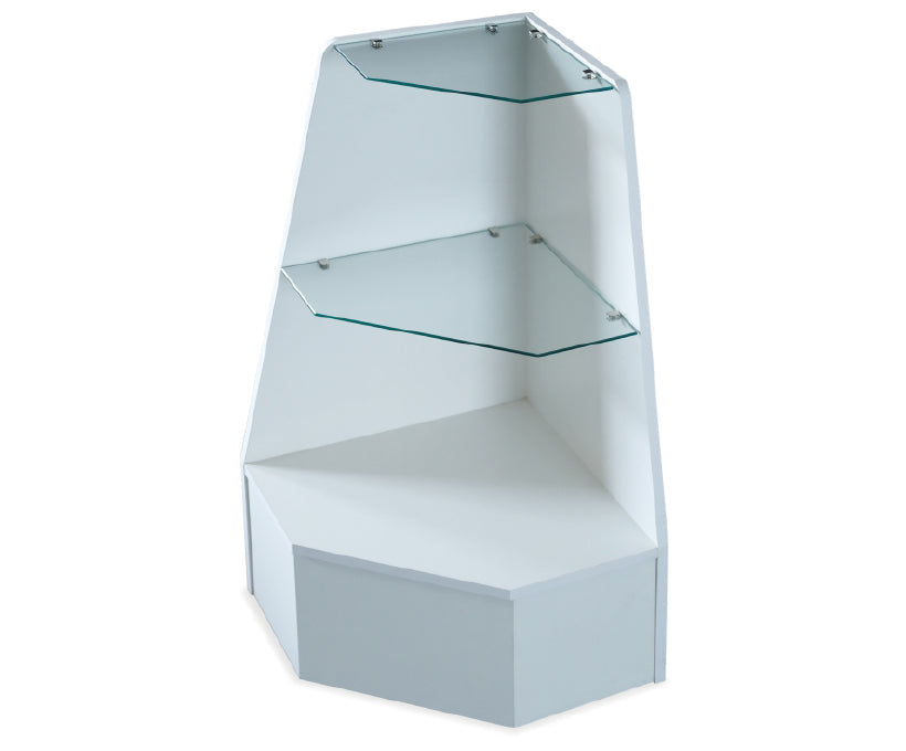 Trapezoid Corner Case White 13.5" Top X 20" Bottom X 38" H