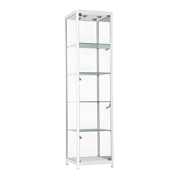 WHITE ALU FRAMED SHOWCASE- 19"L x 19"W x 78"H